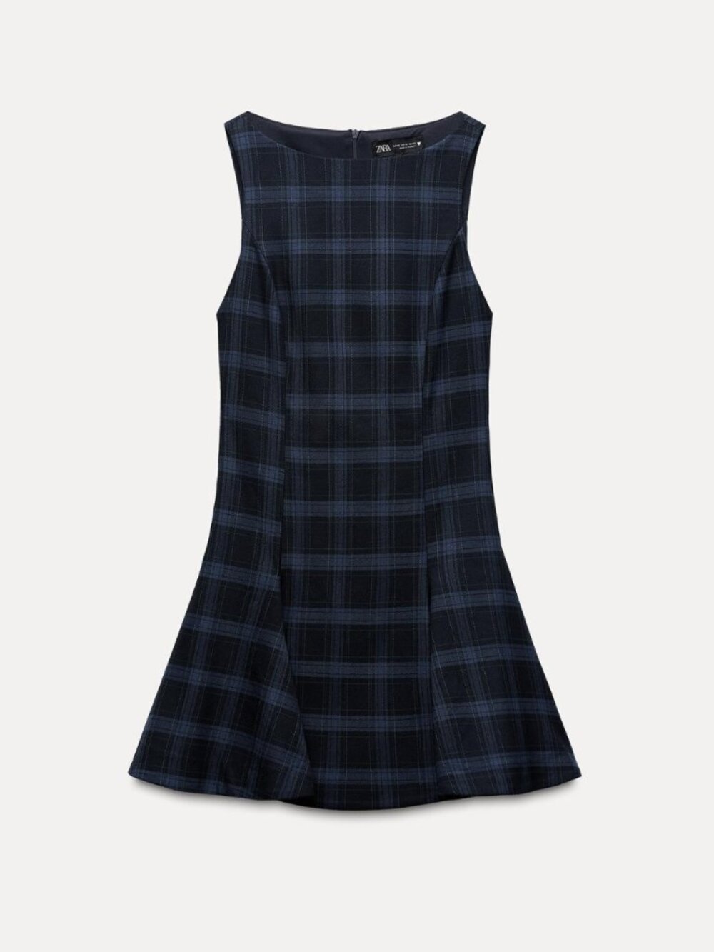 Zara Plaid Mini Dress Navy Blue Size S NWT - Picture 8 of 15